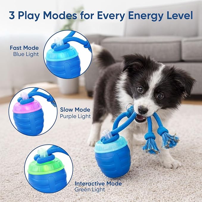 Smart Motion Pet Ball, Interactive Dog Toys, Motion Activated Automatic Rolling Ball for Small/Medium/Large Dogs with Music, Self-Moving Dog Toy for Boredom & Training (Blue)