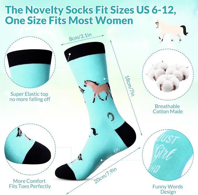 Funnymoom 2 Pack Horse Gifts Set Skinny Tumbler 20 oz Travel Coffee Mug Novelty Cute Animals Socks, Cute Horse Themed for Birthday Christmas Farm Gifts
