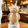 Glass Teddy Bear Cup with Straw - 10 oz Adorable Bear Glass Mug for Coffee, Wine & Cocktails - Cute Honey Straw Cup