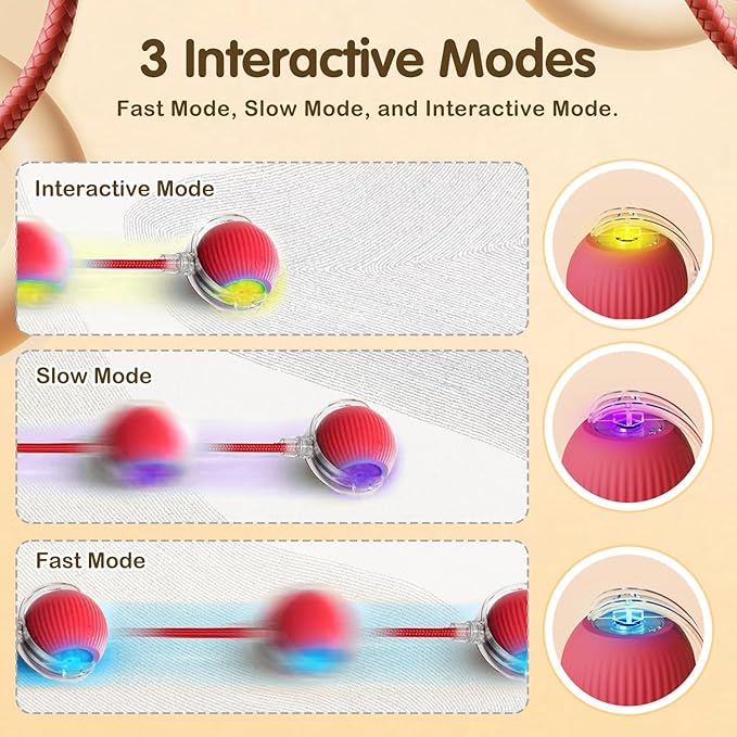 Smart Interactive Cat Ball Toy for Indoor Pets, 2025 New Automatic Rolling Toy with Tail, Electric Moving Cat Ball for Bored Cats and Dogs, Rechargeable and Durable Pet Toy for Cats and Dogs (Grey-a)
