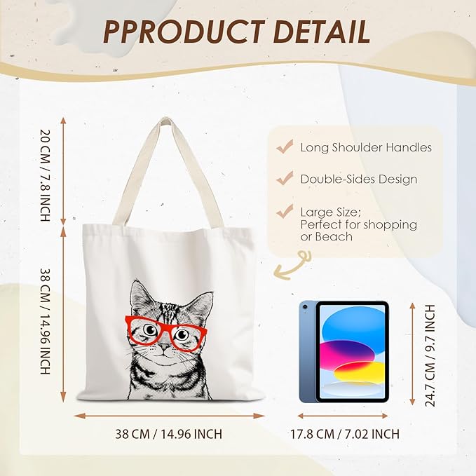Canvas Tote Bag Aesthetic,Zoon Cow Dog Cat Tote Bag,Gifts for Women Canvas Tote Bags