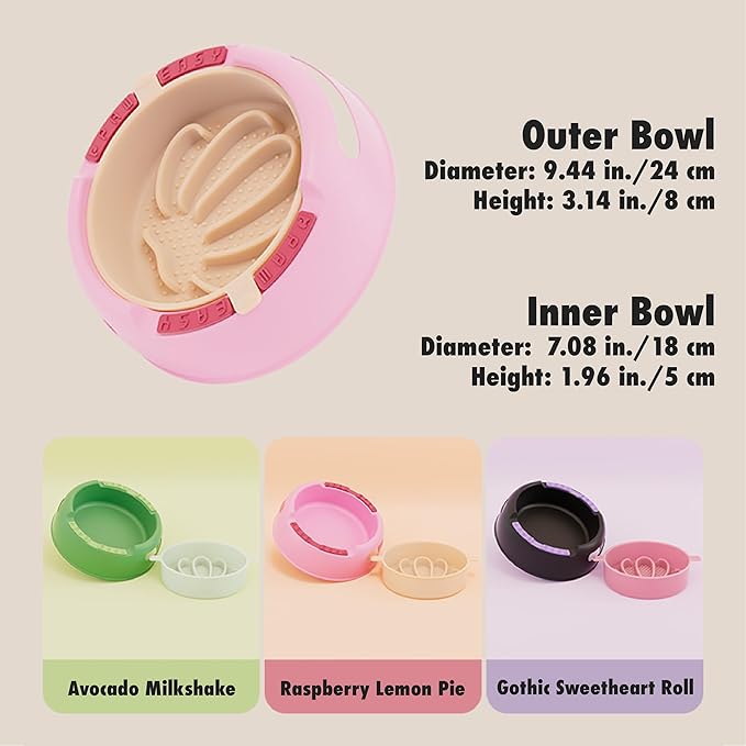 Silicone Slow Feeder Bowl, 1.2L Capacity, Suitable for Small, Medium, and Large Dogs. Interchangeable Inner and Outer Bowls. Food-Grade Material. Ideal for Dogs That eat Too Quickly.