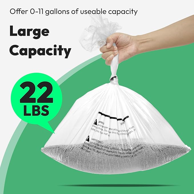 Waste Bags, Compatible with Litter Robot 4/5/3, 150 Pack Liners for Self Cleaning Litter Box, 9-11 Gallon Capacity, Pre-Separated, Transparent, Replacement Cat Litter Bags