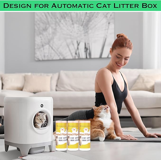 60 Count Cat Litter Box Liner Bags, 21" x 11" Disposable Portable Cat Litter Waste Receptacles Bags Compatible with PETKIT PuraX PuraMax PuraMax2 Self-Cleaning Litter Box