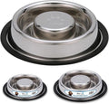 Palz&Co Center Slow Feeder Stainless Steel Dog Bowl, Non Slip, No Spill, Promotes Healthy Eating and Mental Stimulation, Dishwasher Safe (Medium Large 32 oz)