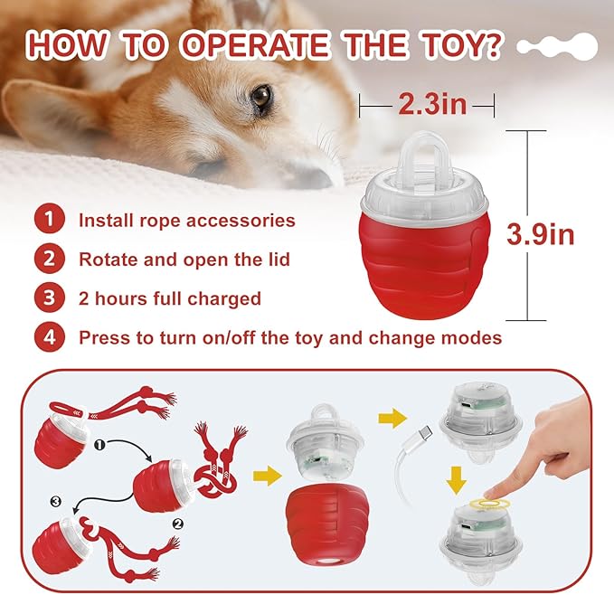 Interactive Dog Toys, Moving Interactive Dog Ball with Touch Activated, Automatic Rolling Ball Toys for Puppy/Medium Dogs, Squeaky Dogs Toy Active Rolling Wicked Balls for Daily Training (green)