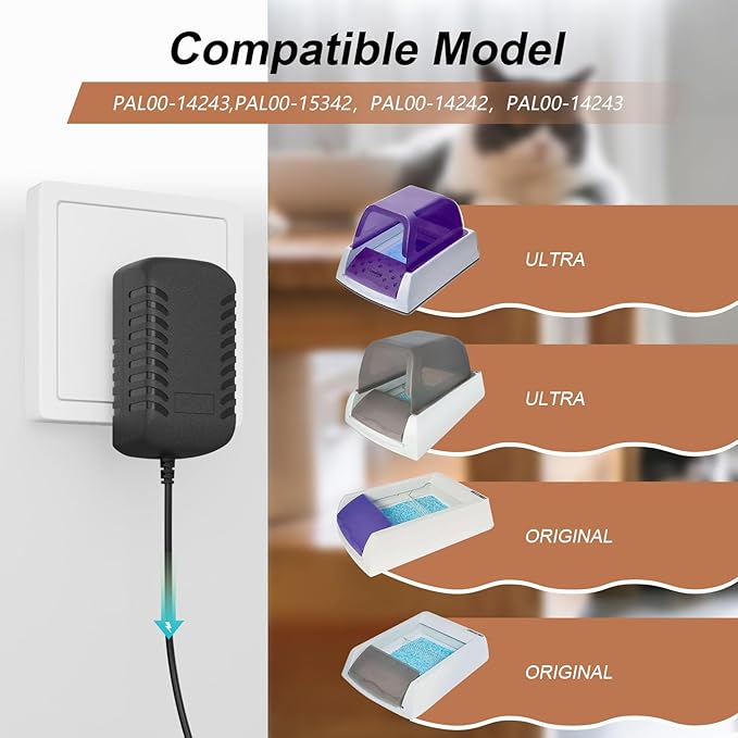 Replacement for Petsafe ScoopFree Litter Box Power Supply Charger, Compatibility PetSafe Automatic Self-Cleaning Installations Models：RFA-516 PAL00-14243, PAL00-15342, PAL00-14242
