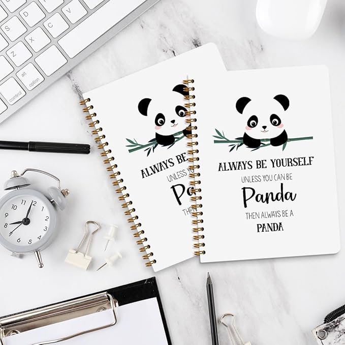 2 Pcs Cute Panda Spiral Notebook Cute Pandas Journaling Notebooks Panda Themed Gifts for Women Girls Teens Friend Teens College Ruled Notebook Journal, Classroom Office Supplies