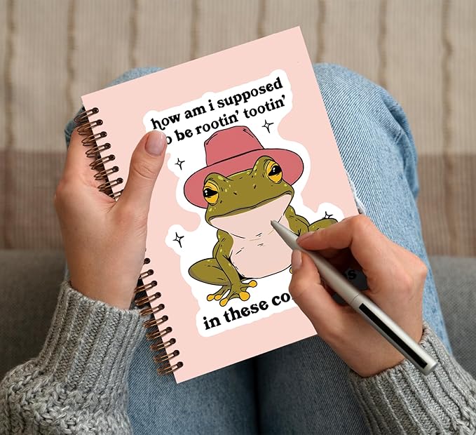 KDHTY Funny Cute Frog Notebook,Cute Western Frog Notebook Journal,Western Office Supplies,Cowgirl Notebooks Gifts for Women Men,Funny School Office Supplies,5.5 x 8.3