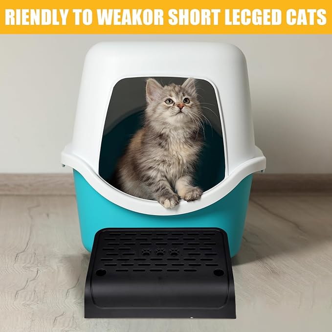 Litter Box Step, Cat Ramp for Litter Automatic Cat Litter Box Self Cleaning with Filter Function, Anti-Litter Tracking Pets Pedal Step Stool Litter Catcher Tray 11.8x8.7x3.9In(Black)