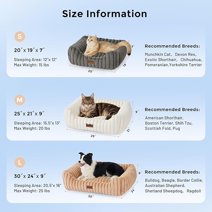 ZOMISIA Dog Bed Medium Size Dog - Large Rectangle Orthopedic Pet Bed with Fluffy Washable Cover and Anti-Slip Bottom, 30x24x9inches, Grey