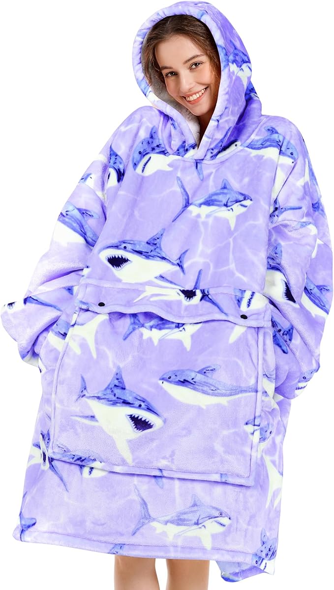 Narecte Cozy Oversized Blanket Hoodie Wearable Blanket Adults Soft Hooded Blanket Hoodie Birthday Gifts for Women Christmas