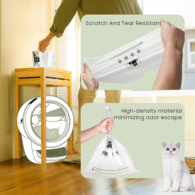 150 Pack Cat Litter Box Robot 5/4/3 Waste Bags, Automatic Litter Box Liners Bags, Tear-free, Sensor-compatible, 9-11 Gallon Capacity