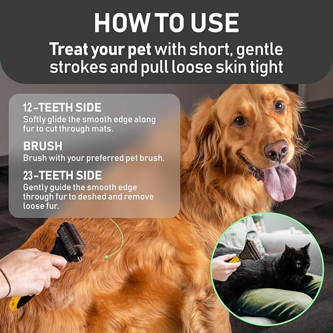 Pet Republique Matt Splitters Tool – Effective Mat Remover and De-matting Comb for Long-Haired Dogs, Cats, Rabbits – Regular 12+23 Teeth Design