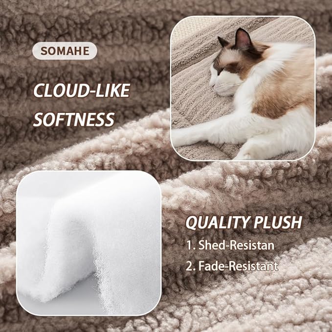 SOMAHE Self-Warming Cat Bed Pad, Reversible & Ultra Soft Pet Mat for Crates, Kennels, Sofas & Furniture, Machine Washable, Durable for Dogs and Cats, 23x15 Inch Apricot