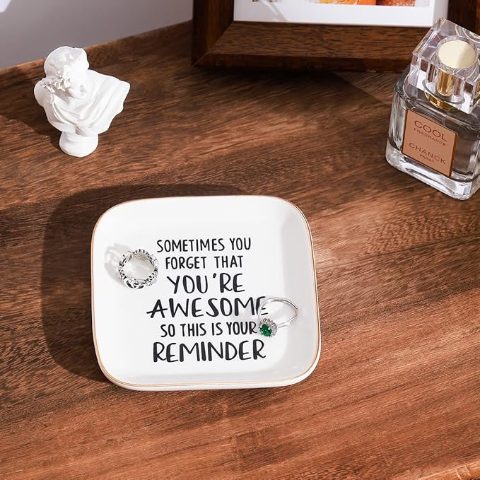 PUDDING CABIN Inspirational Gifts for Women Ring Dish You're Awesome So This is Your Remind Birthday Gifts for Women Unique, Friends Gifts for Female Mom Sister Coworker