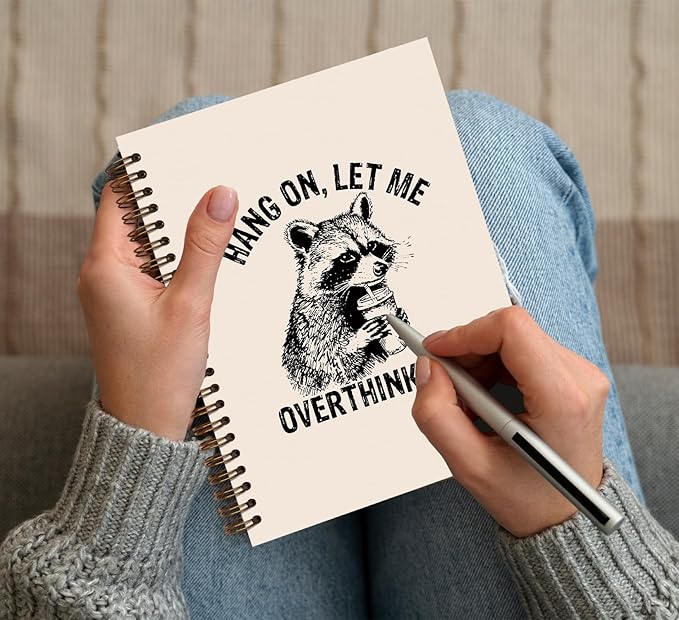KDHTY Funny Raccoon Notebook,Funny Office Supplies,Office Spiral Hardcover Journal for Coworker Gitts,Raccoon Gift Cute Notebook for Women Lovers,5.5 x 8.3 Inches