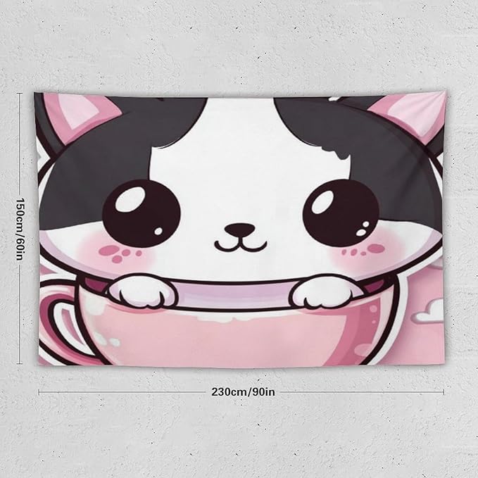 MaSiledy Tapestry Kawaii Cat Bedroom Tapestries Cat Mom Gifts Tapestries Wall Art for Living Room Dorm Landscape 60"x90" Wall Hanging for Home Decor Bedroom Living Room Dorm Decor