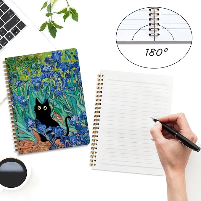 2 Packs Cat Spiral Notebook Aesthetic College Ruled Journaling Notebooks Cat Themed Gifts for Women Mom Teacher Hardcover Notebook Journals for Writing Classroom Office Supplies