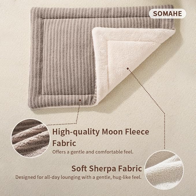 SOMAHE Self-Warming Cat Bed Pad, Reversible & Ultra Soft Pet Mat for Crates, Kennels, Sofas & Furniture, Machine Washable, Durable for Dogs and Cats, 23x15 Inch Apricot