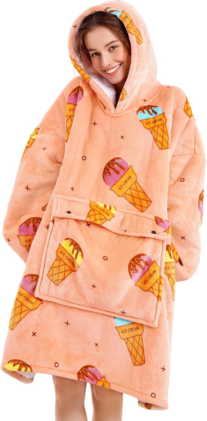 Narecte Cozy Oversized Blanket Hoodie Wearable Blanket Adults Soft Hooded Blanket Hoodie Birthday Gifts for Women Christmas