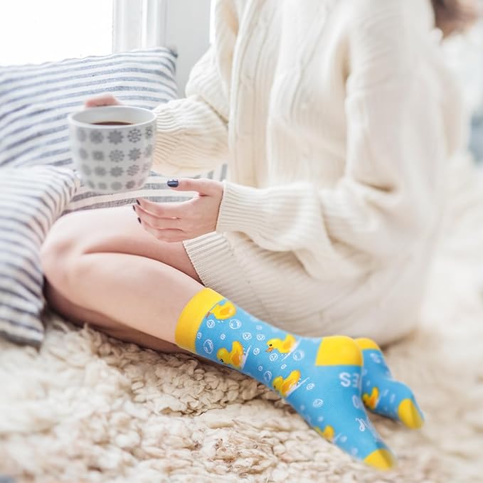 Funnymoom 2 Pack Cute Duck Gifts Set Skinny Tumbler 20 oz Travel Coffee Mug Novelty Cute Animals Socks, Christmas Birthday Party Gifts for Duck Theme