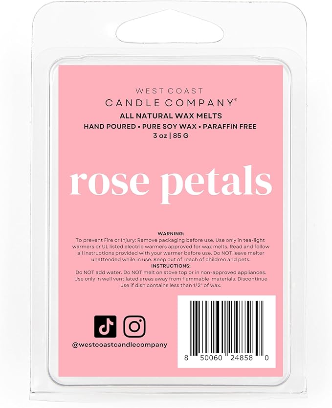 Rose Petals | Pet Safe Wax Melts | All Natural Soy | Non-Toxic | Dog Friendly | Vet Approved | Long Lasting Home Fragrance | Pet Odor Eliminator | Clean Burning Wax Cubes | Safe Air Freshener