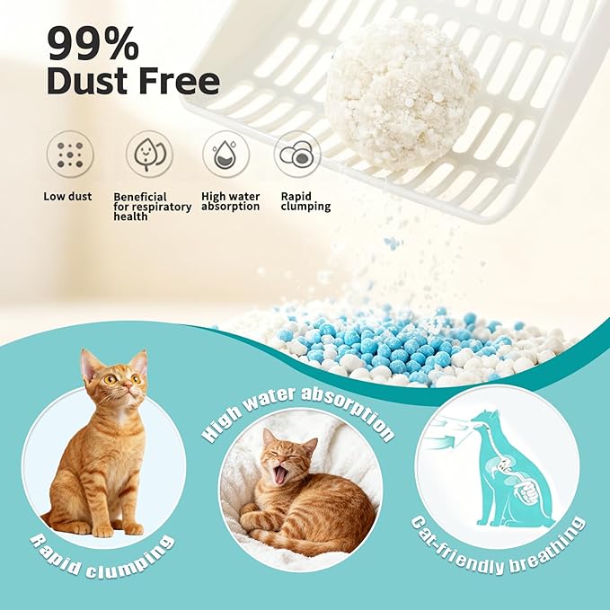 Tapioca Cat Litter, Clumping Low Dust for Automatic Litter Box, Odor Control Natural Plant-Based, 1-Pack