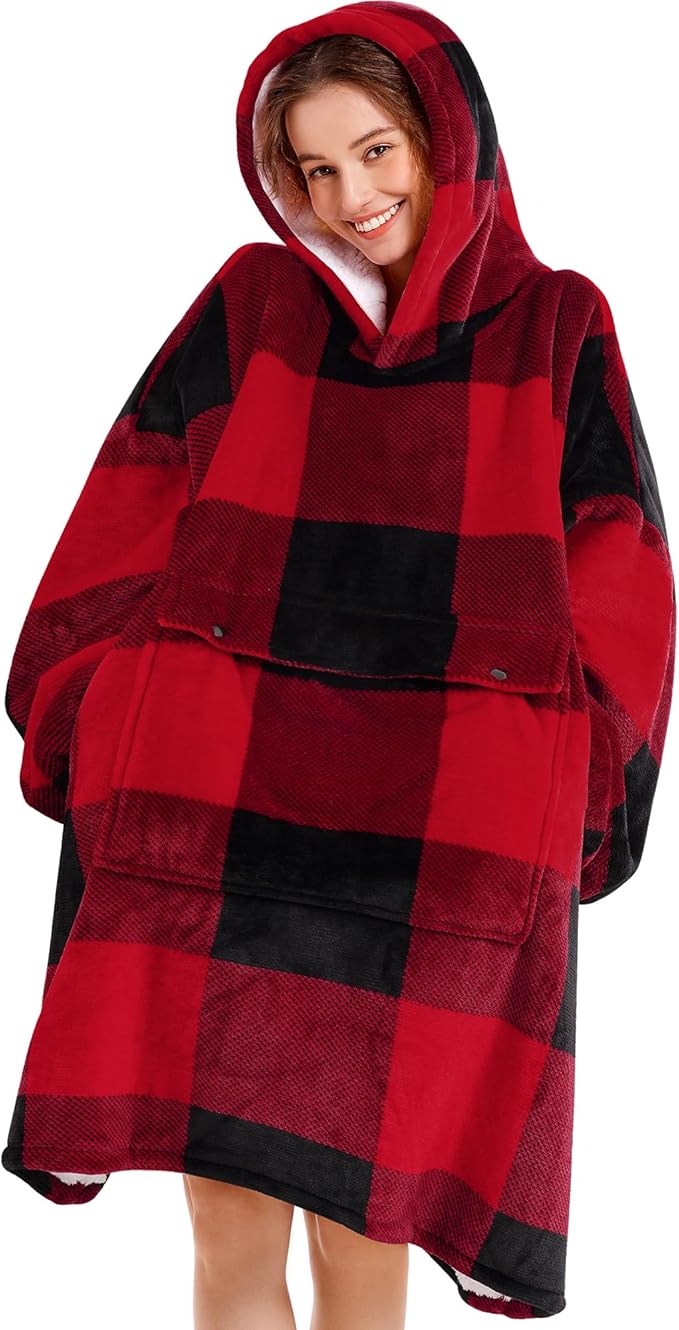 Narecte Cozy Oversized Blanket Hoodie Wearable Blanket Adults Soft Hooded Blanket Hoodie Birthday Gifts for Women Christmas