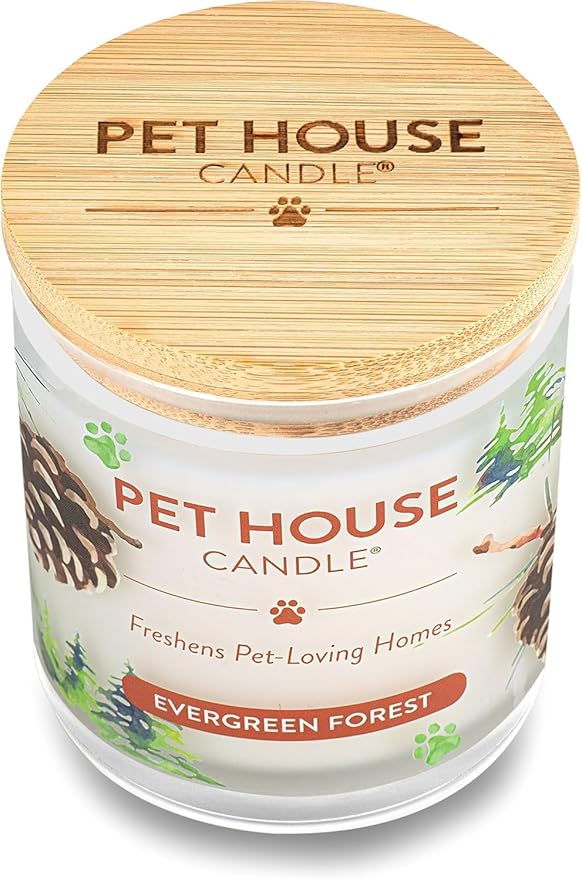 One Fur All Pet House Soy Candles, Clean Burning, Plant-Based Scented Candles for Pet Odor, Evergreen Forest, 4 Pack