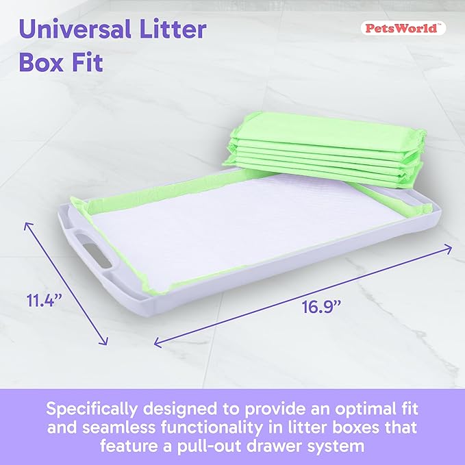 PetsWorld Universal Fit Multi-Cat Pad Refills for Litter Box, Fresh Scented, Ultra-Absorbent, Odor Control, Pack of 50