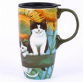 Topadorn Coffee Ceramic Mug 17oz Porcelain Latte Tea Cup With Lid, Perfect for Coffee and Tea, Holiday Gift Her Him, Cat