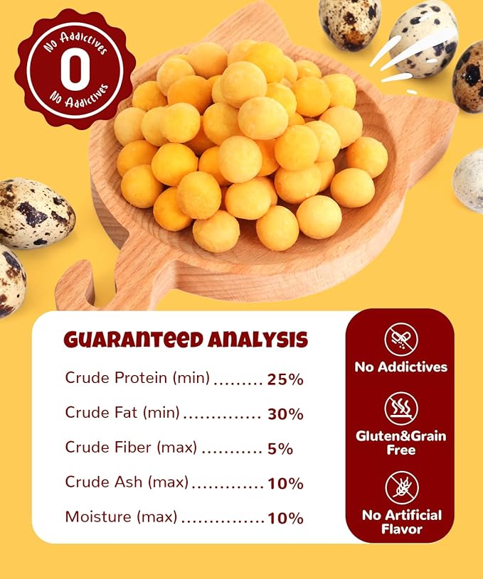 Freeze Dried Quail Egg Yolk Dog Treats 11.3 oz Single Ingredient Pet Treats for Dogs, Cats, Healthy Freeze-Dried Pet Food Meal Topper Grain&Gluten&Rawhide Free No Additives Training Treats