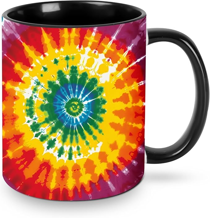 Tie Dye Coffee Mug 11OZ Funny Ceramic Tea Cup Kitchen Decor Novelty Mugs for Home Office Travel