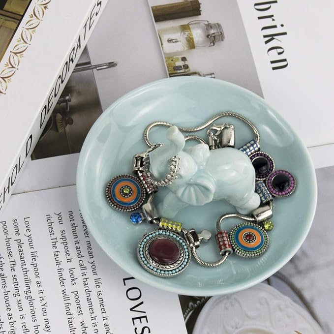 PUDDING CABIN Elephant Gifts for Women Mom, Blue Elephant Ring Holder for Jewelry, Christmas Birthday Gifts for Women Mom Her, Engagement Ring Holder Wedding Gifts