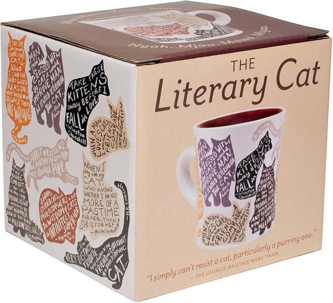 Literary Cat Mug - Kitten Quotes From Famous Writers Authors and Other Feline Lovers - Comes in a Fun Gift Box