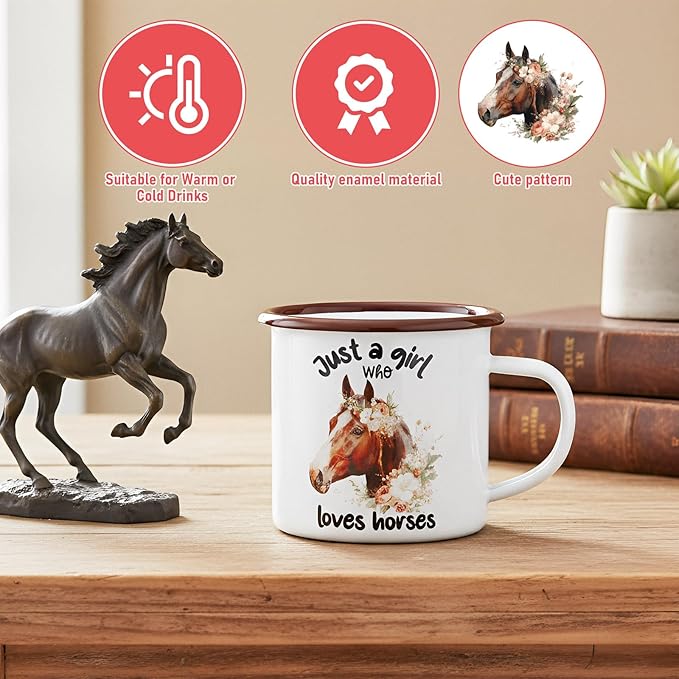 Horse Lover Gifts for Women Birthday Gifts Baskets Set Include Canvas Tote Bag, Makeup Bag, Socks, Keychain, Enamel Mug, Small Figurines for Mom, Wife, Sister, Friend