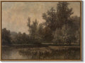 Vintage Landscape Art Prints Forest Lake Scenery Wall Art Moody Swamp Pictures Wall Decor Nature Wilderness Illustrations Fine Art Decor Framed for Living Room Bedroom Farmhouse Office - 12x16 Inch