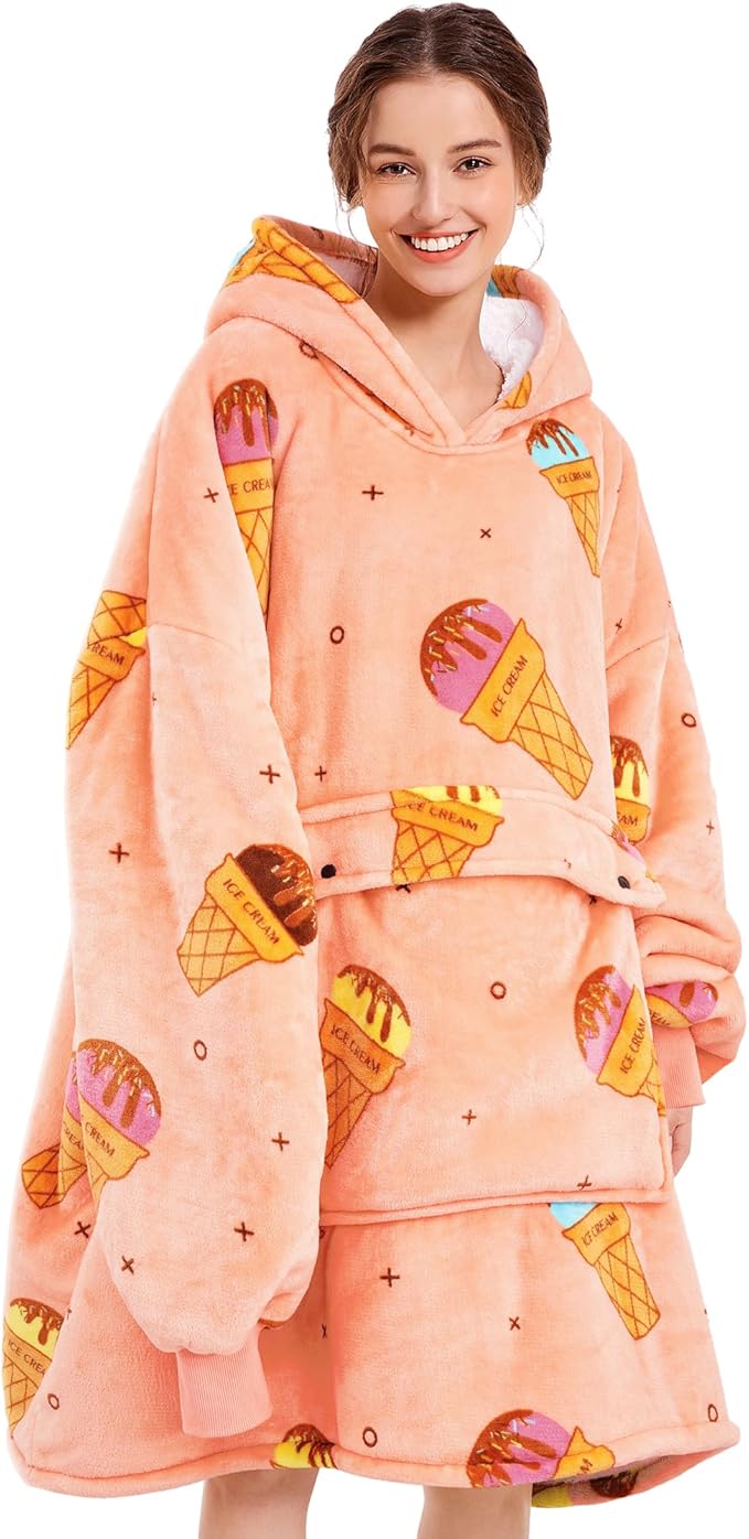 Narecte Cozy Oversized Blanket Hoodie Wearable Blanket Adults Soft Hooded Blanket Hoodie Birthday Gifts for Women Christmas