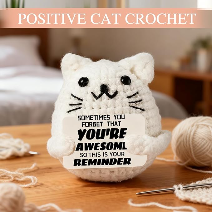 Grandma Christmas Gifts for Women, Mothers Day Gifts Set from Granddaughter Grandson, 16 Oz Grandma Glass Cup Crochet Cat Thanksgiving Ideas Gift for Grandmother
