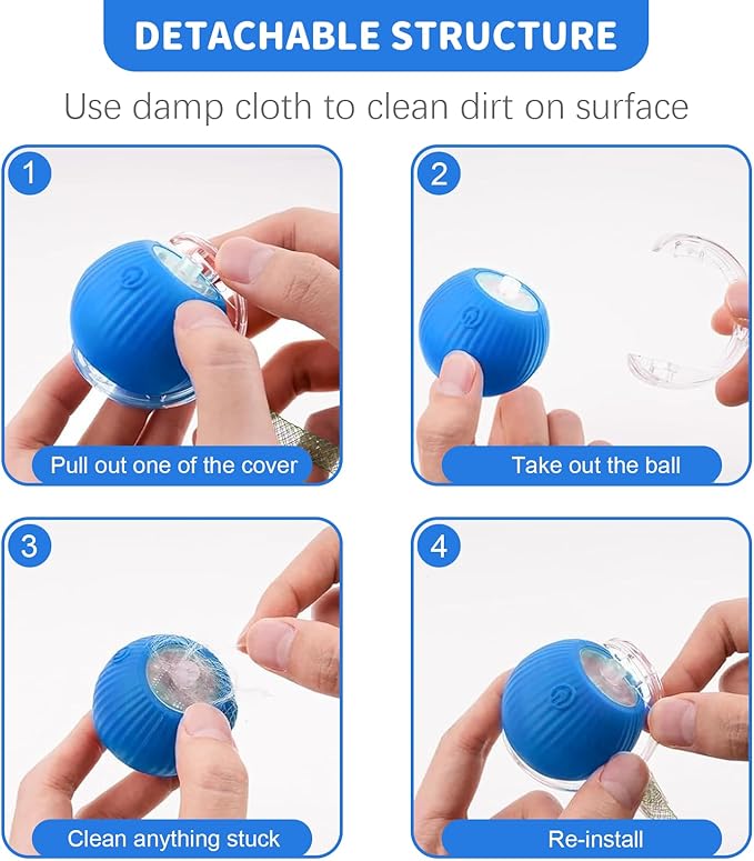 Interactive Cat Toys for Indoor Cats Smart Automatic Ball Rolling for Bored Kitten Pet Upgraded Speedy Moving Chase Dogs Toy Easter Gifts Blue Dragonfly