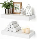 Floating Shelves for Wall White Shelves Bathroom, Bedroom and Living Room, Wall Shelves & Book Shelf, Hanging Shelf, Modern Wooden Wall-Mounted Small Floating Shelf, 12x7x1.5 in, Set of 2