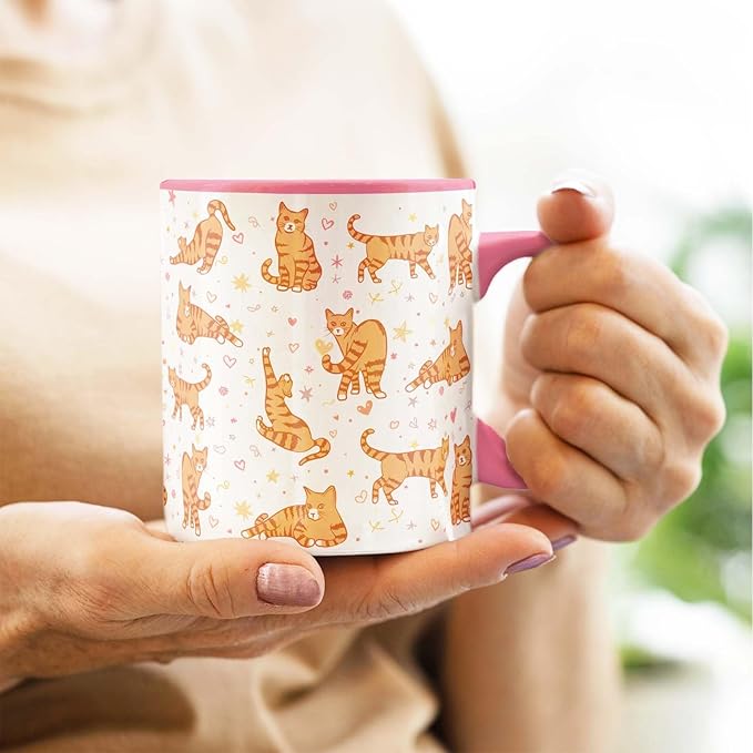 Orange Cat Mug 11 Oz Cute Ceramic Coffee Tea Cup for Women, Funny Cats Lover Gift for Christmas, Birthday, Housewarming - Gifts for Her, Mom, Cat Ladies, Kids and Friends