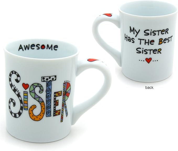 Our Name is Mud “Awesome Sister” Cuppa Doodle Porcelain Mug, 16 oz.