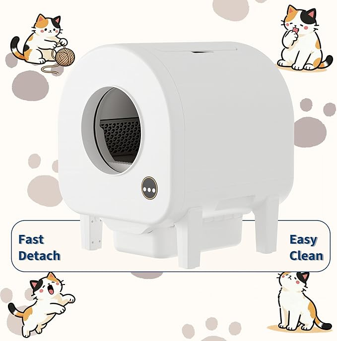 Garvee Self-Cleaning Cat Litter Box, Automatic Smart Pet Litter Box, Large Capacity for Multiple Cats, WiFi-Enabled App Control with Safety Sensors w/Garage Bags