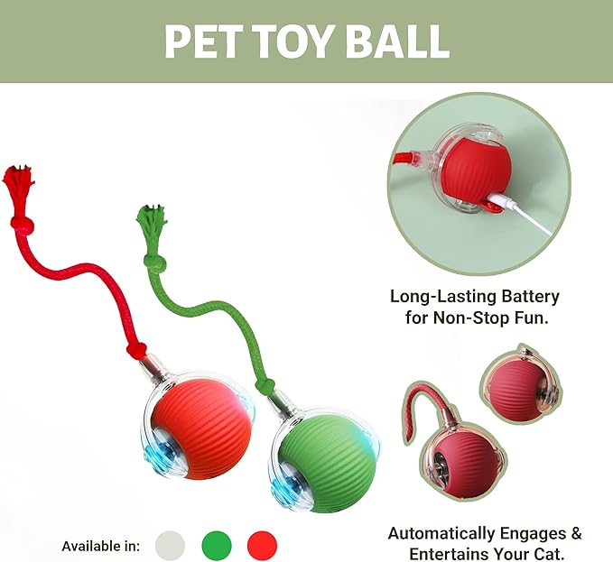 Interactive Rolling Cat Dog Ball Toy,Smart Tapped Awake Balls Toys,Fast Moving Balls Toys for Pets