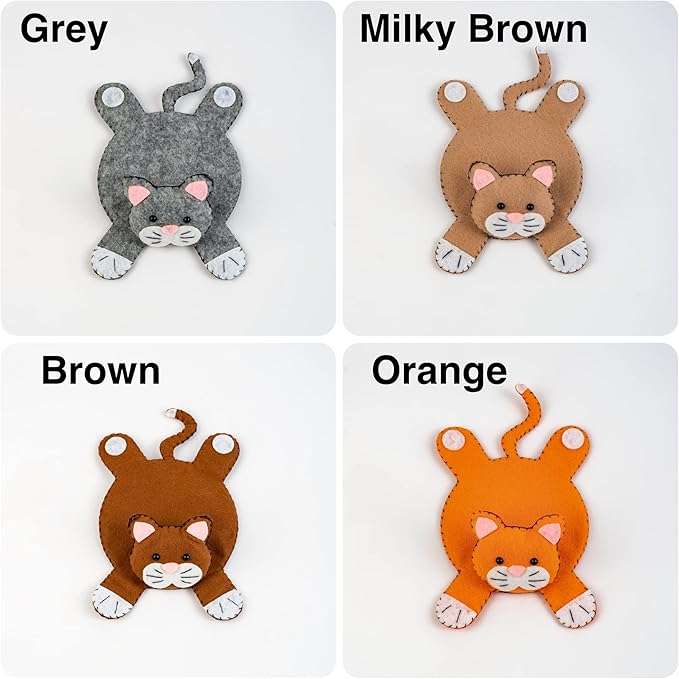 Funny Cat Coasters Set of 4 – Cute Felt Drink Mats for Women, Cat Mom Gift Idea, Animal Lover Decor, Coaster Set for Drinks, Unique Gag Present, Cool Stuff for Her