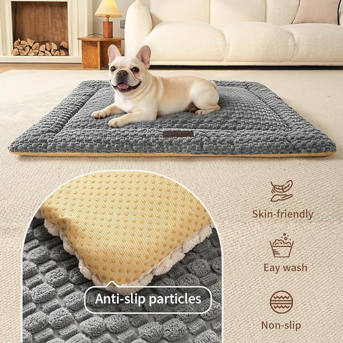 SOMAHE Plush Cat Kneading Bed Mat, Premium Plush Fabric Bed with Non-Slip Bottom, 3cm Thick All-Season Cushion for Cats Who Knead, Machine Washable Anti-Static Pet Bed, 27x20 Inch, Grey