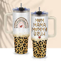 Gifts for Mom - Leopard Mama Tumbler 40 oz with Handle, Animal Print Cup - Wild & Stylish Mothers Day, Christmas Gifts for Her, New Mom Gift