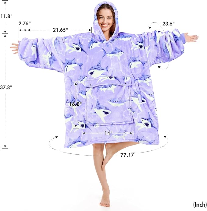 Narecte Cozy Oversized Blanket Hoodie Wearable Blanket Adults Soft Hooded Blanket Hoodie Birthday Gifts for Women Christmas